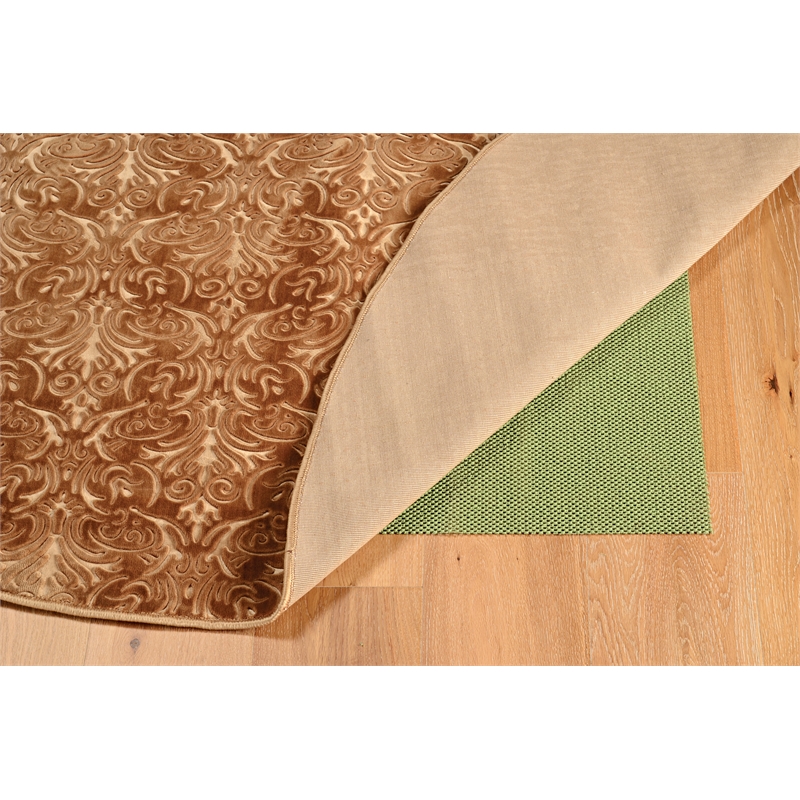 Linon Evolution Damask Power Loomed Polyester 8'R Rug in Brown