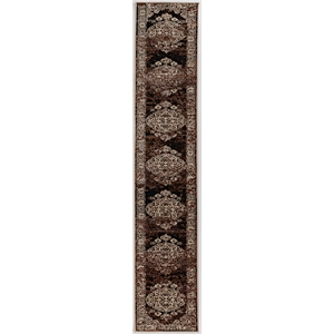 Linon Vintage Nain Power Loomed Microfiber Polyester 2'x10' Rug in Beige