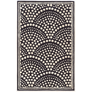 Linon Aspire Scallop Hand Tufted Wool 8'x11' Rug in Navy