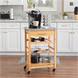 Linon Natalie Granite Top Rolling Kitchen Storage Cart in Natural Wood