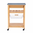 Linon Natalie Granite Top Rolling Kitchen Storage Cart in Natural Wood