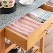 Linon Natalie Granite Top Rolling Kitchen Storage Cart in Natural Wood