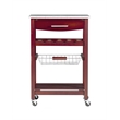 Linon Natalie Granite Top Rollng Kitchen Storage Cart in Wenge Brown Wood