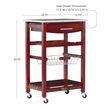 Linon Natalie Granite Top Rollng Kitchen Storage Cart in Wenge Brown Wood