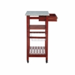 Linon Natalie Granite Top Rollng Kitchen Storage Cart in Wenge Brown Wood