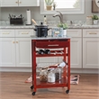 Linon Natalie Granite Top Rollng Kitchen Storage Cart in Wenge Brown Wood