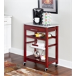 Linon Natalie Granite Top Rollng Kitchen Storage Cart in Wenge Brown Wood