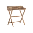 Linon Cade Folding Desk with Small Drawer in Rustic Brown Finished Wood