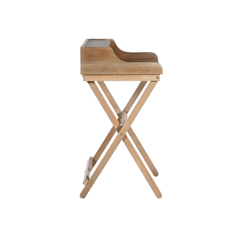 Linon Cade Folding Desk with Small Drawer in Rustic Brown Finished Wood