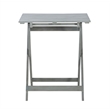 Linon Rey 3 Piece Acacia Wood Foldable Square Indoor Outdoor Bistro Set in Gray
