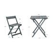 Linon Rey 3 Piece Acacia Wood Foldable Square Indoor Outdoor Bistro Set in Gray