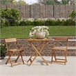 Linon Rey 3 Piece Acacia Wood Foldable Square Indoor Outdoor Bistro Set in Brown