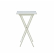 Linon Lorie 5 Piece Tray Table Set Planked Top with Compass Design in Gray Wood