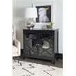 Linon Betty Large Wood Cabinet with 2 Glass Paneled Doors and 3 Shelves in Black
