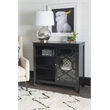 Linon Betty Large Wood Cabinet with 2 Glass Paneled Doors and 3 Shelves in Black