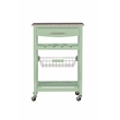 Linon Natalie Granite Top Rolling Kitchen Storage Island in Green Wood