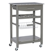 Linon Natalie Granite Top Rolling Kitchen Storage Island in Gray Wood