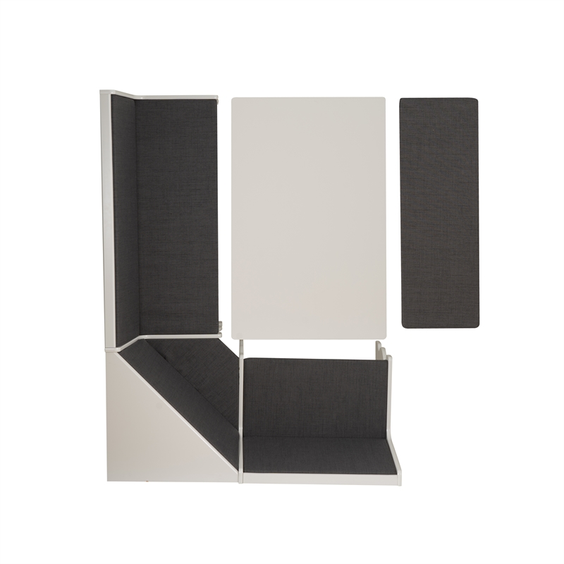 Linon Natasha Corner Nook Dining Set Charcoal Gray Fabric Seats in White Wood