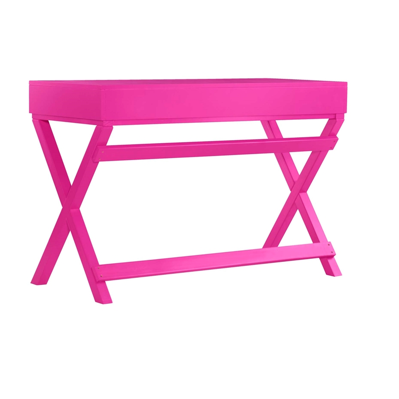 Linon Peggy Wood Two Drawer Writing Desk in Pink