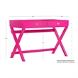 Linon Peggy Wood Two Drawer Writing Desk in Pink