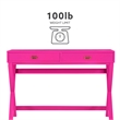 Linon Peggy Wood Two Drawer Writing Desk in Pink