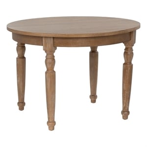 Linon Avalon Oak Wood Round Dining Table Decorative Turned Legs in Natural Brown