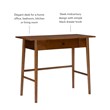 Linon Samantha 1-Drawer Mid-Century Wood Desk with Rounded Legs in Walnut Brown