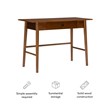 Linon Samantha 1-Drawer Mid-Century Wood Desk with Rounded Legs in Walnut Brown