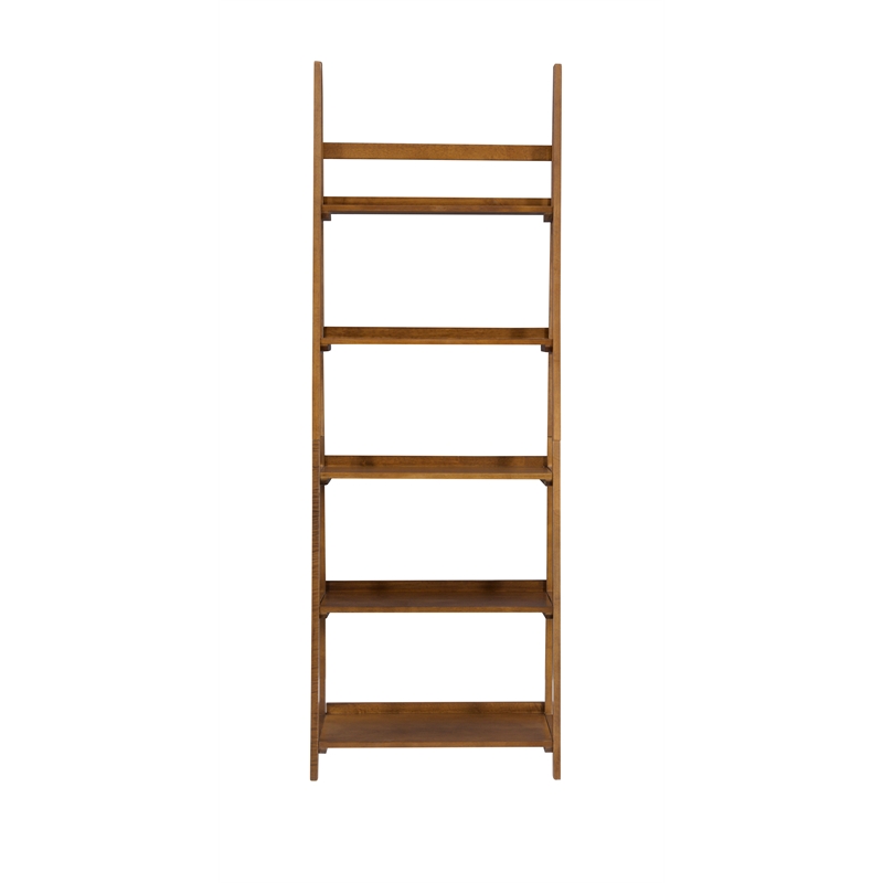 Linon Samantha Wood Five Shelf Bookcase in Brown