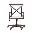 Linon Dudley Adjustable Swivel X Back Padded Seat Cafe Office Chair in Brown