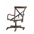 Linon Dudley Adjustable Swivel X Back Padded Seat Cafe Office Chair in Brown