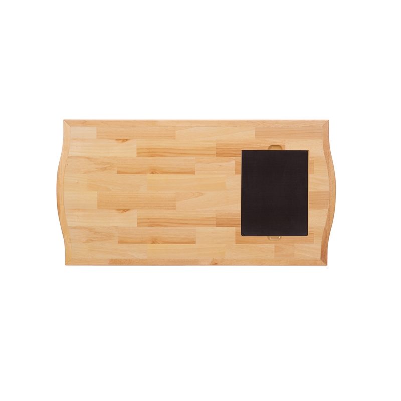Linon Pennfield Kitchen Island Natural Top Ample Storage in Black Wood Base