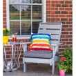 Linon Rey Sturdy Acacia Wood Outdoor Slat Back Chair With Cushion in Gray Finish
