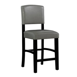 Linon Monaco 24&quot Dove Gray Faux Leather Seat Counter Stool in Black Wood
