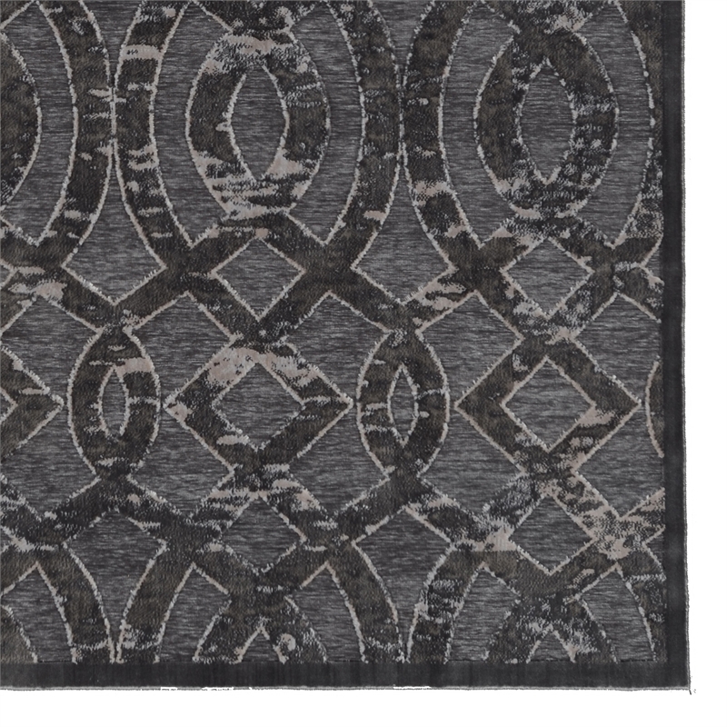 Linon Juncture Trellis Power Loomed Chenille Polyester 8'x10' Rug in Blue