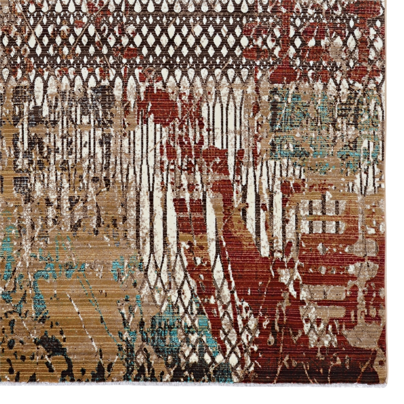 Linon Emporium Fence Power Loomed Polypropylene 5'x8' Rug in Beige