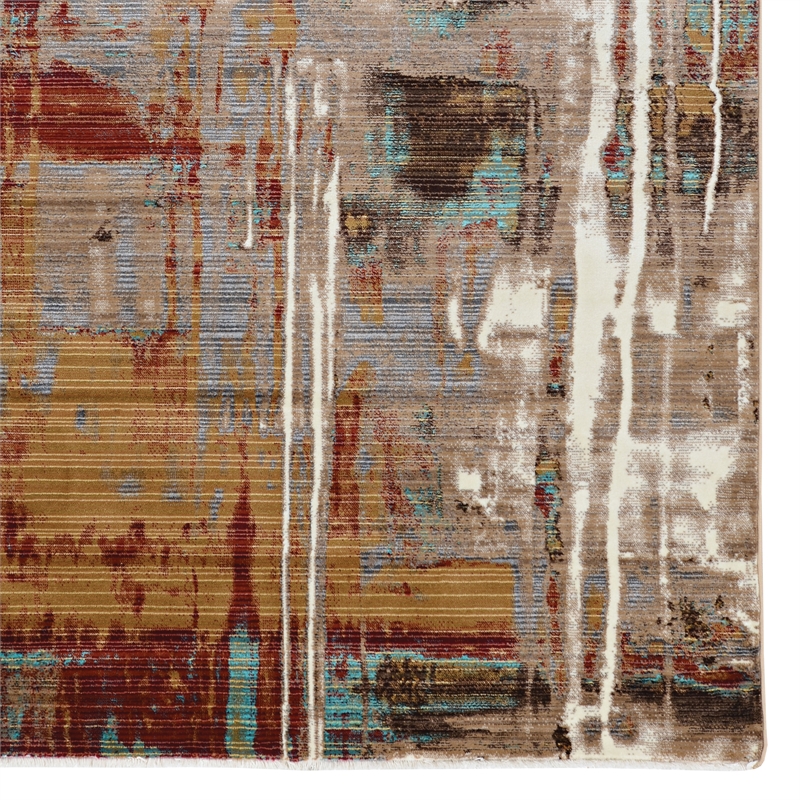 Linon Emporium Autumn Power Loomed Polypropylene 5'x8' Rug in Beige