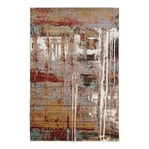 Linon Emporium Autumn Power Loomed Polypropylene 5'x8' Rug in Beige