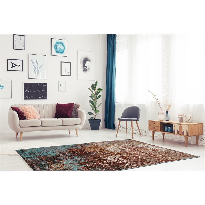 Linon Emporium Forest Power Loomed Polypropylene 8'x11' Rug in Beige