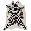 Linon Faux Hide Polyester Zebra Cowhide Area Rug in Ivory