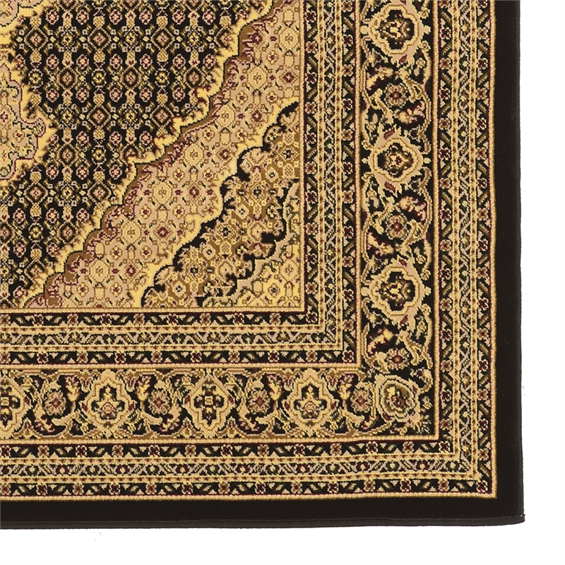 Linon McKinley Mahi Tabriz Power Loomed Polypropylene 9' X 12' Rug in Black