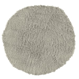 Linon New Flokati Hand Woven Wool 8'R Rug in Gray