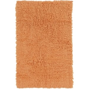 Linon New Flokati Hand Woven Wool 2'x3' Rug in Sherbet Orange