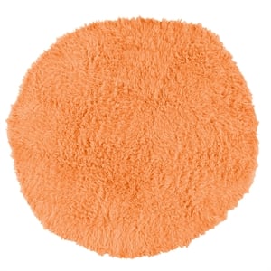 Linon New Flokati Hand Woven Wool 8'R Rug in Sherbet Orange