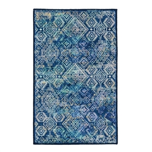 Linon Emerald Duluth Woven Microfiber Polyester 2'2&quotx3'2&quot Rug in Navy