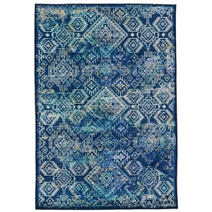 Linon Emerald Duluth Woven Microfiber Polyester 3'3&quotx5' Rug in Navy