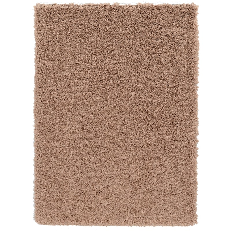 Linon Luxe Plush Shag Hand Tufted Polyester 5'x7' Rug in Sand