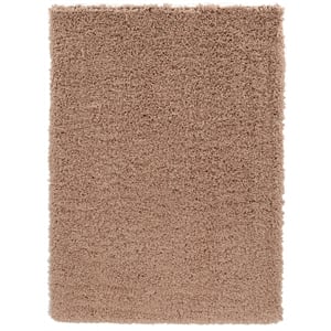 Linon Luxe Plush Shag Hand Tufted Polyester 5'x7' Rug in Sand