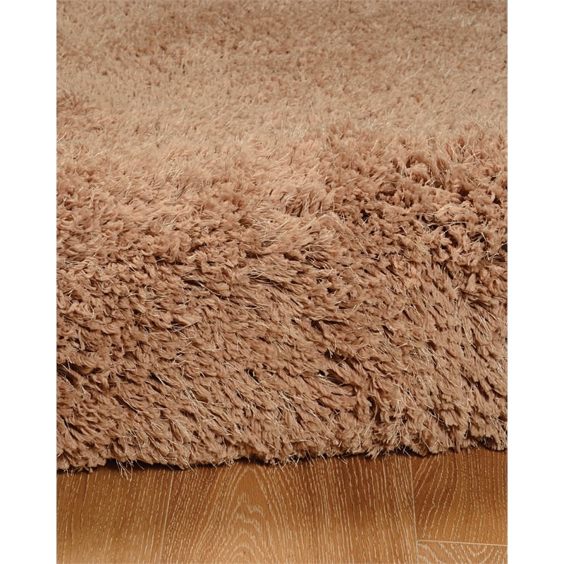 Linon Luxe Plush Shag Hand Tufted Polyester 8'x10' Rug in Sand Brown