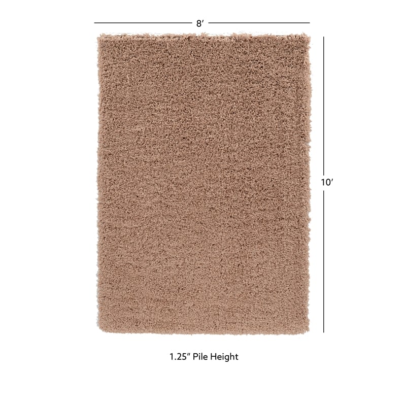 Linon Luxe Plush Shag Hand Tufted Polyester 8'x10' Rug in Sand Brown